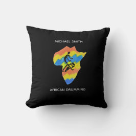 Karta i Afrika Shape och African Drumming Kudde