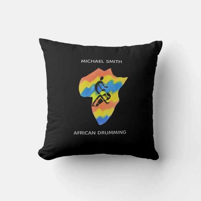Karta i Afrika Shape och African Drumming Kudde (Framsida)