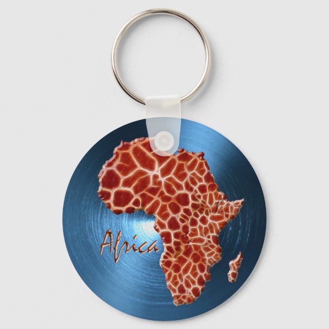 Karta i AFRIKA Steel-Blue Giraffe Spot Series Nyckelring (Framsida)