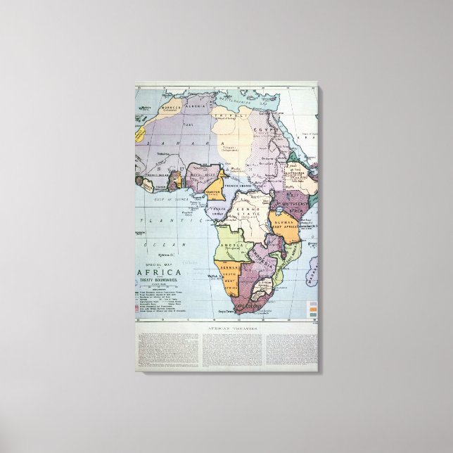 Karta i Afrika vid fördragsgränserna, 1891 Canvastryck (Framsida)