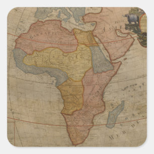 KARTA i AFRIKAN 1700 Fyrkantigt Klistermärke
