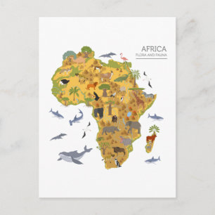 KARTA i AFRIKAN Flora och fauna Vykort