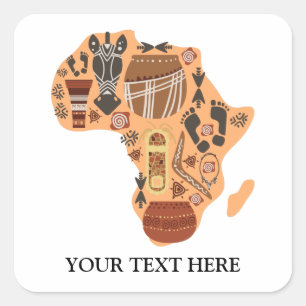 Karta i Afrikan med Afrikas kulturarv Fyrkantigt Klistermärke