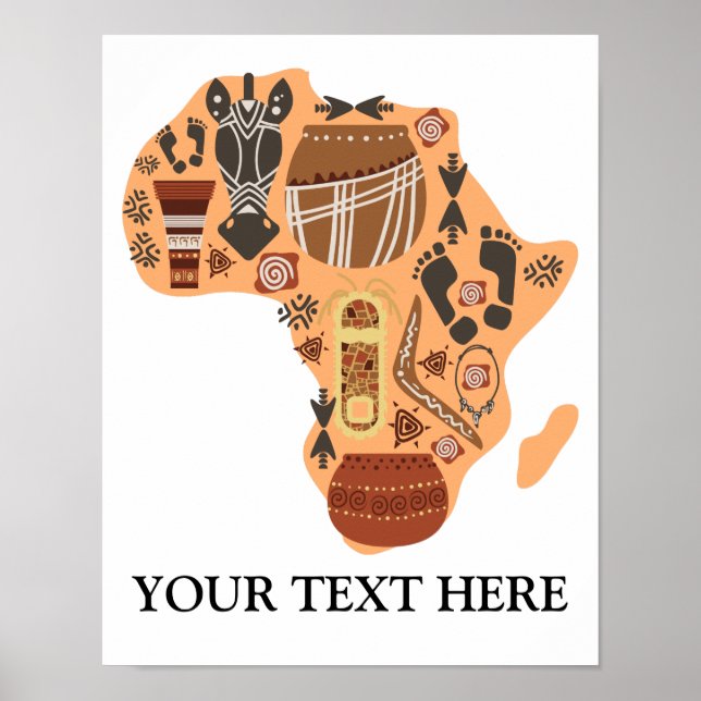 Karta i Afrikan med Afrikas kulturarv Poster (Framsidan)