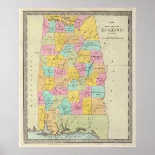 Karta i Alabama Poster