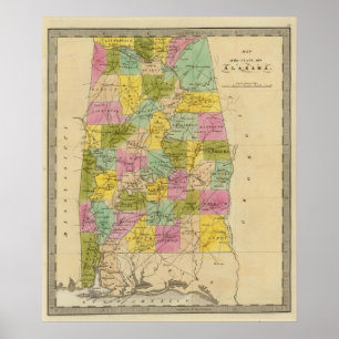 Karta i Alabama Poster