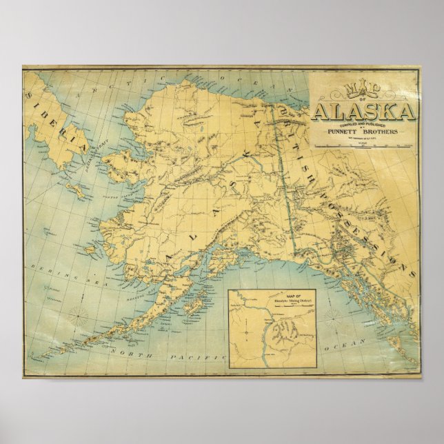 Karta i Alaska Poster (Framsidan)