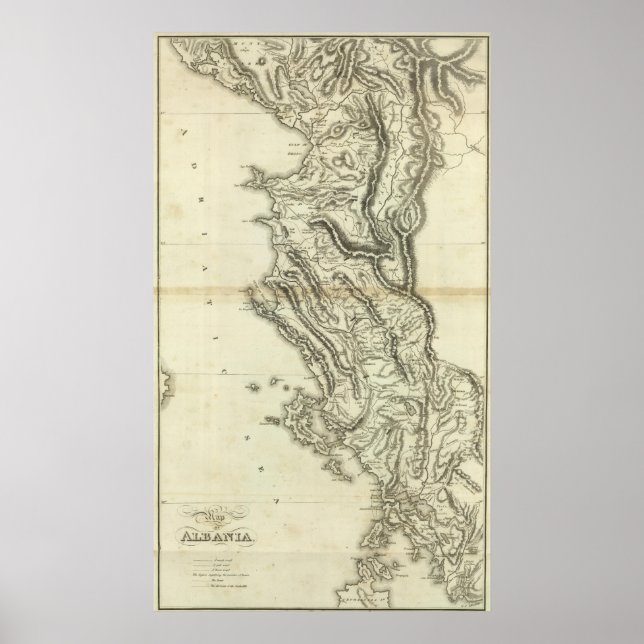 Karta i Albanien Poster (Framsidan)
