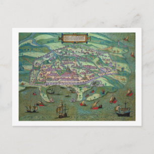 Karta i Alexandria, från Civitates Orbis Terrarum Vykort