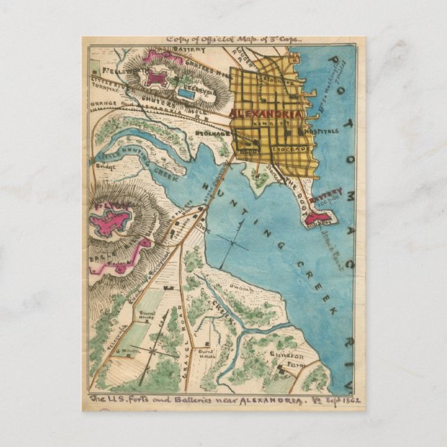 Karta i Alexandria VA och grannstäder Vykort (Framsida)