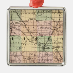 Karta i Allegan County, Michigan Julgransprydnad Metall
