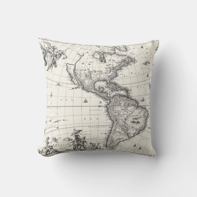 Karta i Amerika 1669 Pillow Kudde (Framsida)