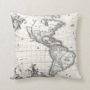 Karta i Amerika 1669 Pillow Kudde