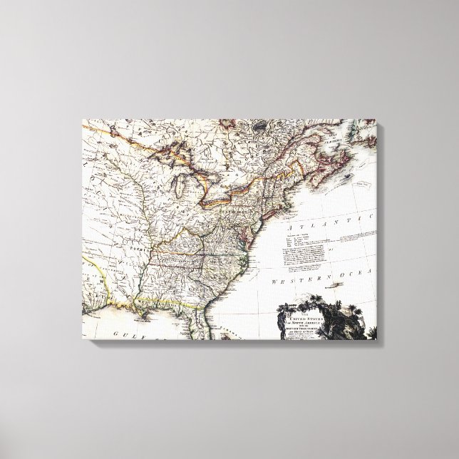 KARTA I AMERIKA, 1809 CANVASTRYCK (Framsida)