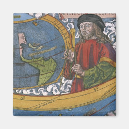 Karta i Amerika med Utforskaren Amerigo Vespucci Magnet