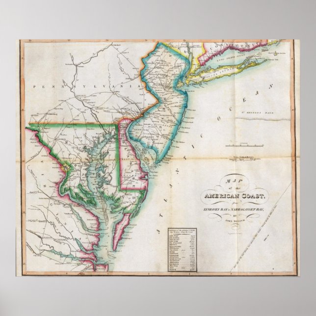Karta i Amerikanska Kusten Poster (Framsidan)