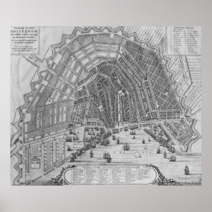 Karta i Amsterdam 1662 Poster