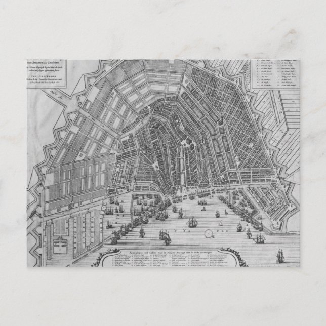 Karta i Amsterdam 1662 Vykort (Framsida)