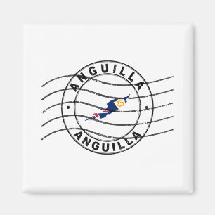 Karta i Anguilla, postpass Frimärke Magnet