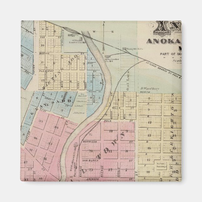 Karta i Anoka, Anoka County, Minnesota Magnet (Framsidan)