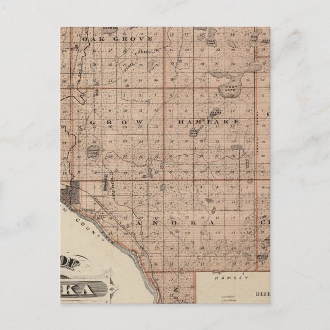 Karta i Anoka County, Minnesota Vykort (Framsida)