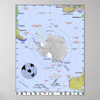 Karta i Antarctica Poster