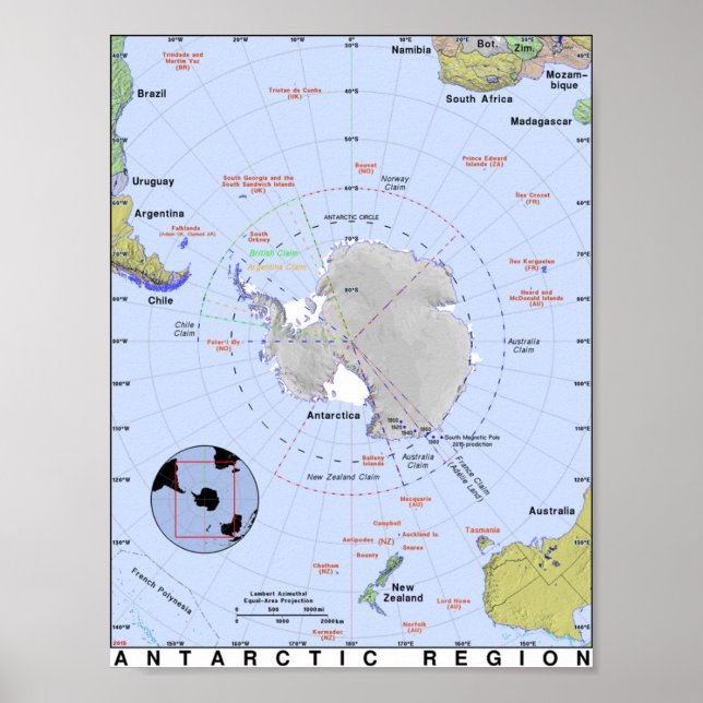 Karta i Antarctica Poster (Framsidan)