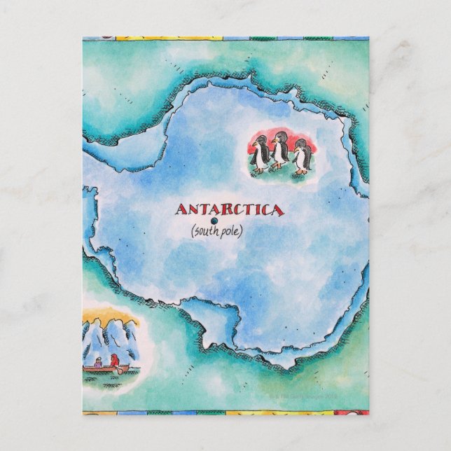 Karta i Antarctica Vykort (Framsida)