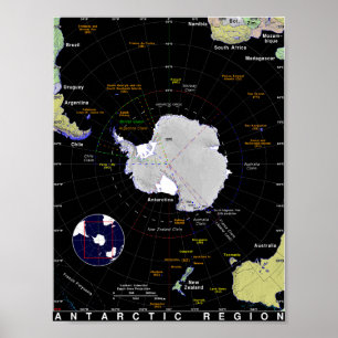 Karta i Antarktis Poster