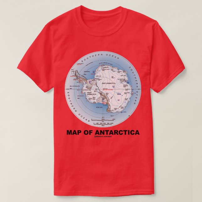 Karta i Antarktis sydliga kontinentala geografi T Shirt (Design framsida)