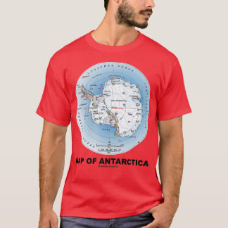 Karta i Antarktis sydliga kontinentala geografi T Shirt