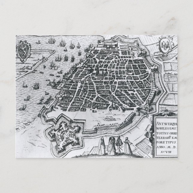 Karta i Antwerpen, 1598 Vykort (Framsida)