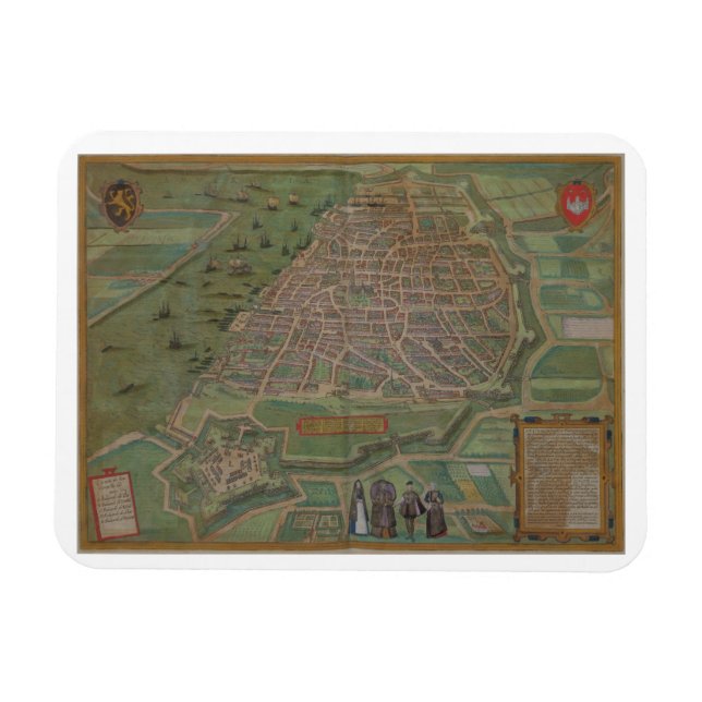 Karta i Antwerpen från Civitates Orbis Terrarum av Magnet (Horisontell)