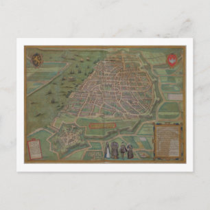 Karta i Antwerpen från Civitates Orbis Terrarum av Vykort