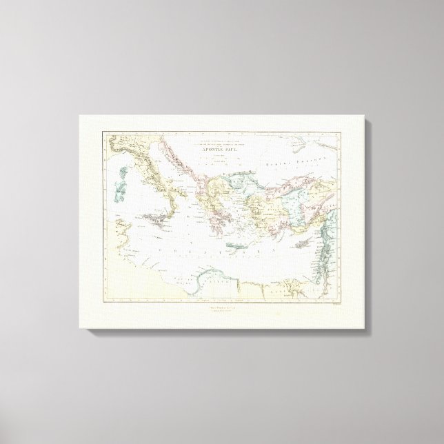 Karta i Apostle Paul's Missionary Journeys Canvastryck (Framsida)