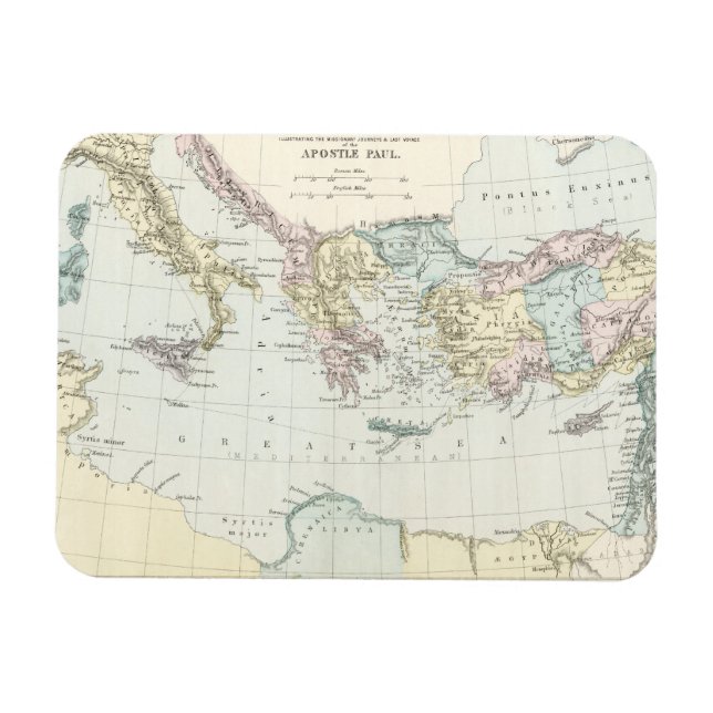 Karta i Apostle Paul's Missionary Journeys Magnet (Horisontell)