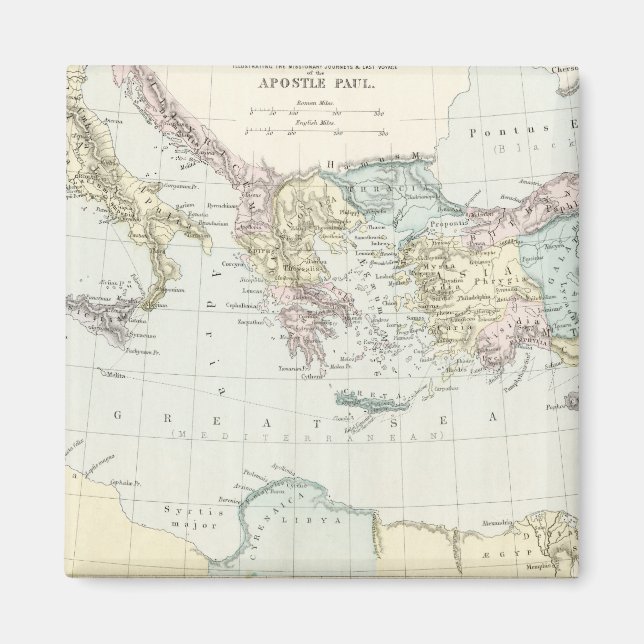 Karta i Apostle Paul's Missionary Journeys Magnet (Framsidan)