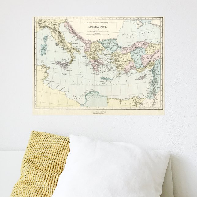 Karta i Apostle Paul's Missionary Journeys Poster (Poster on wall)