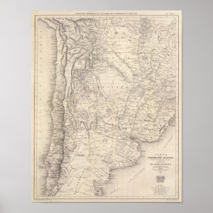 Karta i Argentina Poster