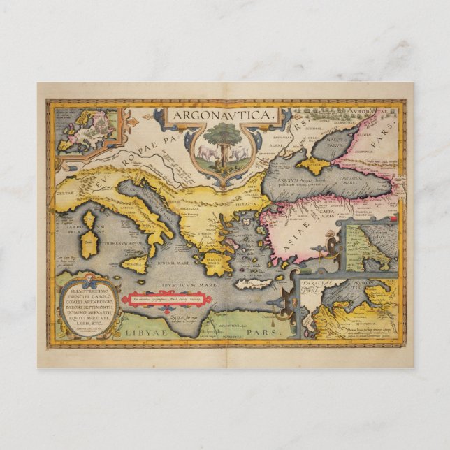 Karta i argonauternas resa vykort (Framsida)