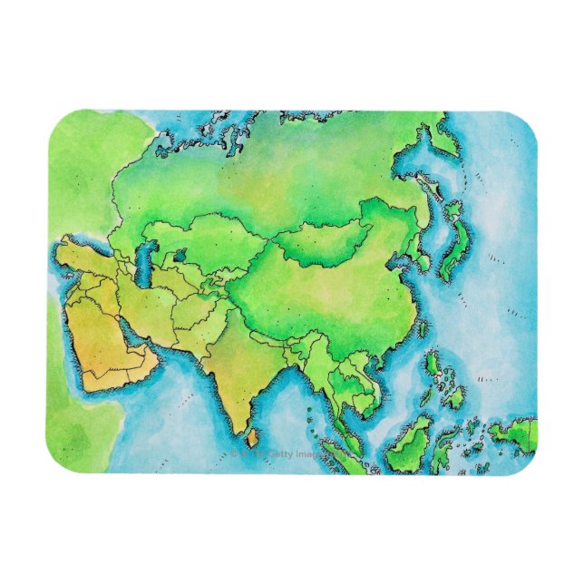 Karta i Asien Magnet (Horisontell)