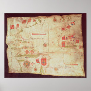 Karta i Atlanten, c.1550 Poster