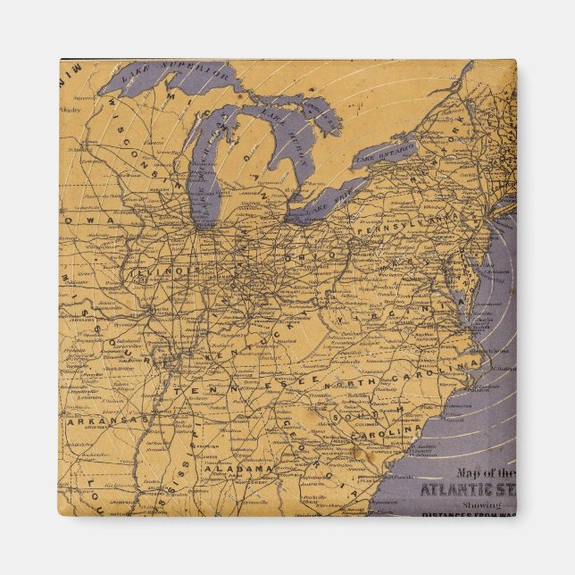 Karta i Atlanten Stater Magnet (Framsidan)