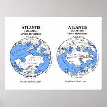 Karta i Atlantis - båda halvkloten - Poster