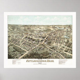 Karta i Attleborough, Massachusetts från 1878 Poster
