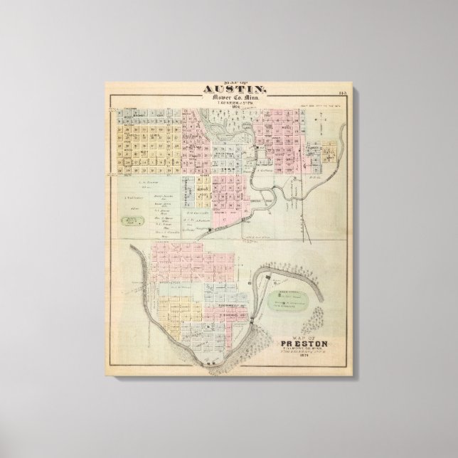 Karta i Austin, Mower County, Minnesota Canvastryck (Framsida)