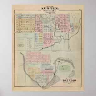 Karta i Austin, Mower County, Minnesota Poster