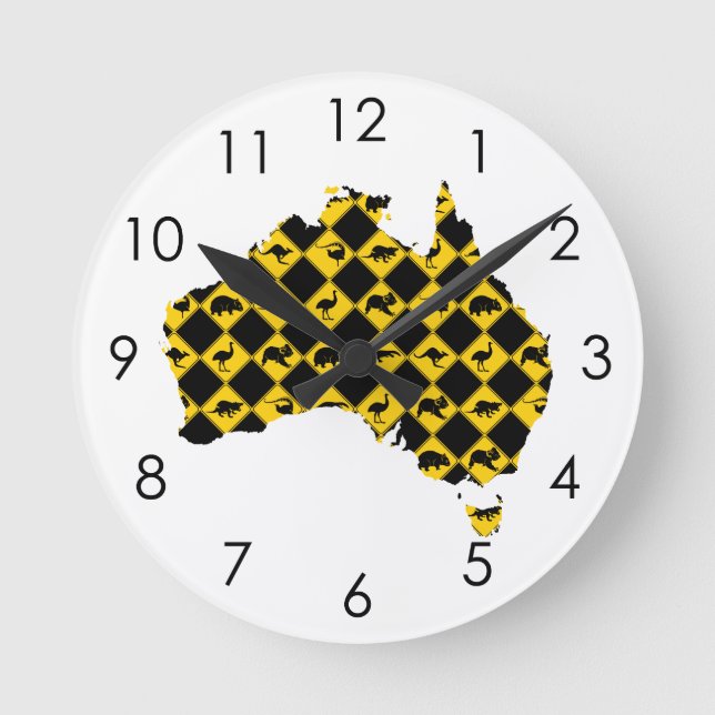 Karta i Australien Animal Road Signs Rund Klocka (Framsida)