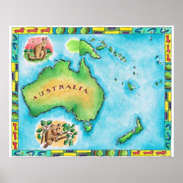 Karta i Australien Poster (Framsidan)