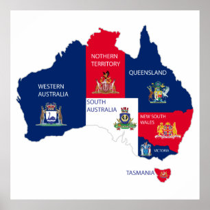 Karta i Australien Poster
